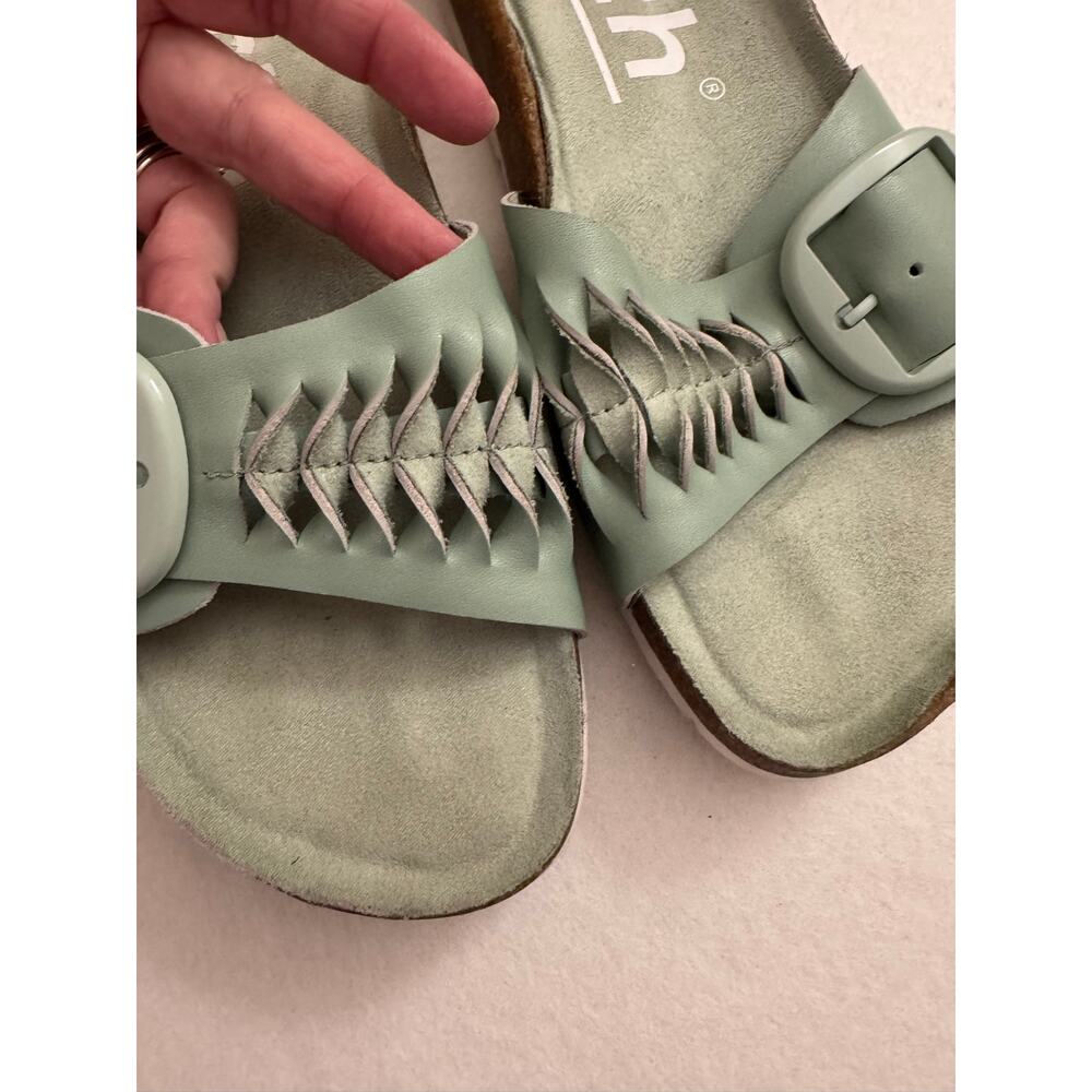 Earth Albina Woven Round Toe Casual Flat Sandals Green Leather 9M - Picture 4 of 9